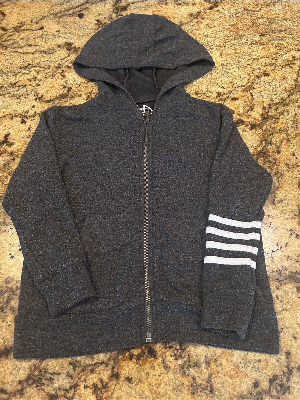 Kids Chaser Gray Hooded Zip Jacket with Sleeve Stripes